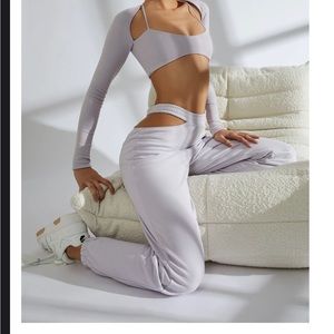Oh Polly cut out jogger petite set lilac